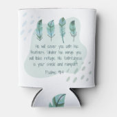 Christelijke Boho Feathers psalm 91:4 Blue Green Blikjeskoeler (Voorkant)
