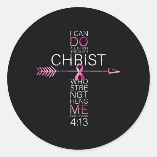 Christelijke borstkanker Cross Religieuze Bijbel V Ronde Sticker (Voorkant)