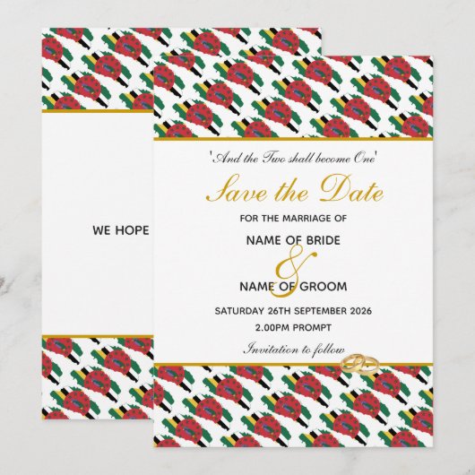 CHRISTELIJKE bruiloft DOMINICA Save The Date (Voorkant / Achterkant)