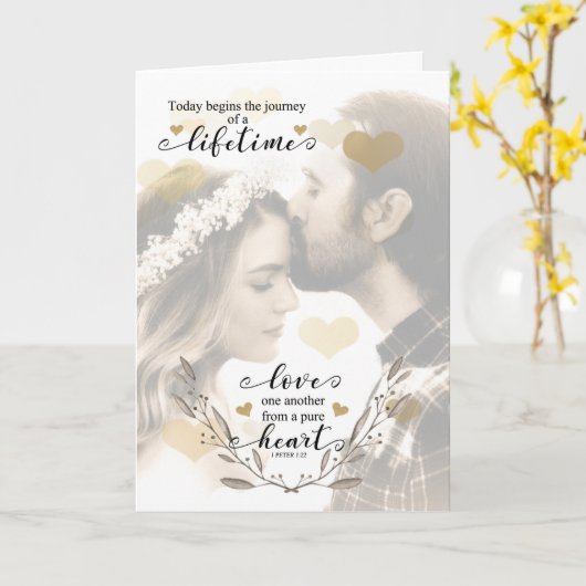 Christelijke bruiloft Gefeliciteerd Bride en Groom Kaart (Gele Bloem)