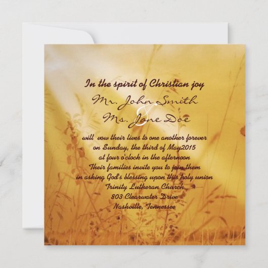 Christelijke  bruiloft kaart (Achterkant)