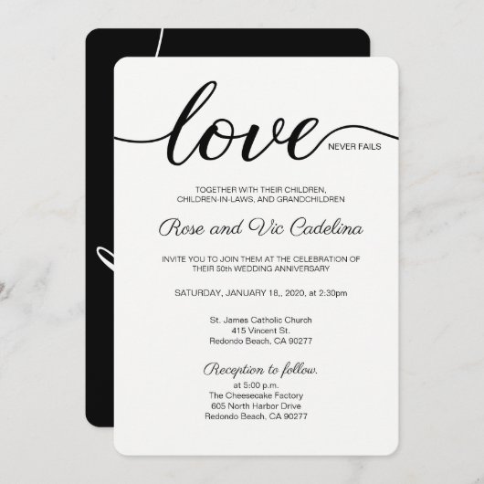 Christelijke bruiloft liefde nooit mislukt kaart (Voorkant / Achterkant)