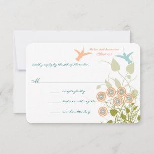 Christelijke bruiloft Lovebird Hummingbird Floral RSVP Kaartje