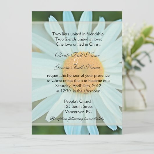 Christelijke bruiloft met echte witte maisbloem kaart (Staand voorkant)