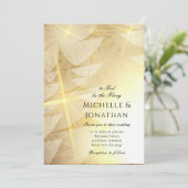 Christelijke bruiloft met gouden kerstbomen kaart (Staand voorkant)