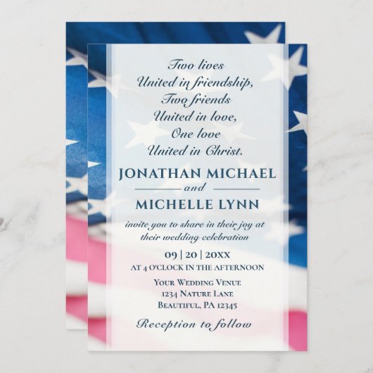 Christelijke bruiloft met patriottische Amerikaans Kaart (Voorkant / Achterkant)