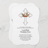 Christelijke bruiloft met rode rozen kaart (Voorkant / Achterkant)