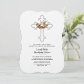 Christelijke bruiloft met rode rozen kaart (Staand voorkant)