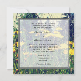 Christelijke bruiloft met wild dandelion bloemen kaart