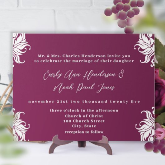 Christelijke bruiloft Uitnodiging Diep Plum