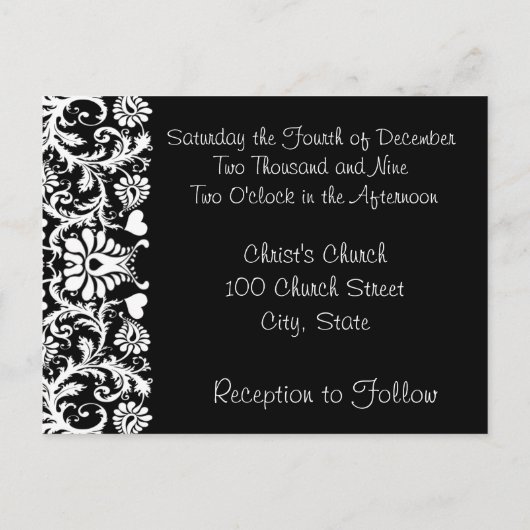 Christelijke bruiloft uitnodiging Elegant Zwart &  (Achterkant)