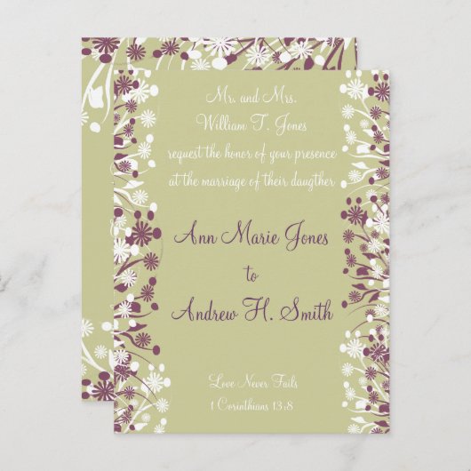 Christelijke bruiloft Uitnodiging Grafiek White Ta (Voorkant / Achterkant)