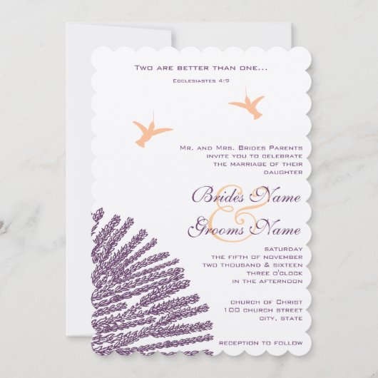 Christelijke bruiloft Uitnodiging Hummigbird Plum  (Achterkant)