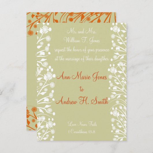 Christelijke bruiloft uitnodiging Sinaasappel wit  (Voorkant / Achterkant)
