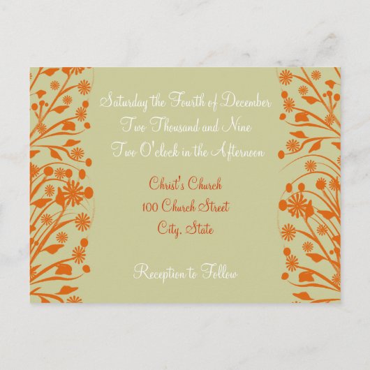 Christelijke bruiloft uitnodiging Sinaasappel wit  (Achterkant)