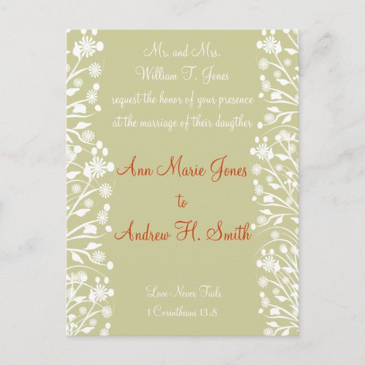 Christelijke bruiloft uitnodiging Sinaasappel wit  (Voorkant)