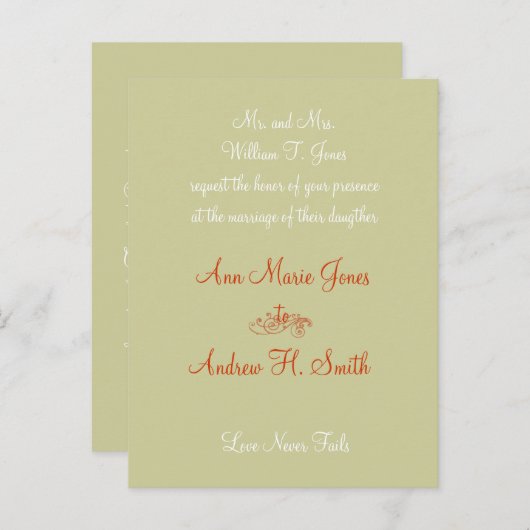 Christelijke bruiloft uitnodiging Sinaasappel wit  (Voorkant / Achterkant)