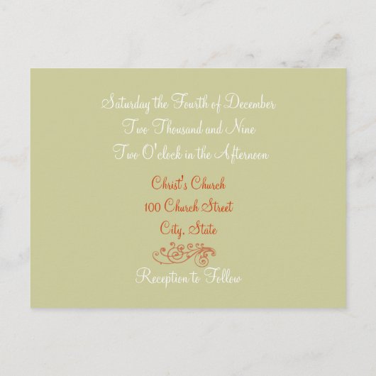 Christelijke bruiloft uitnodiging Sinaasappel wit  (Achterkant)