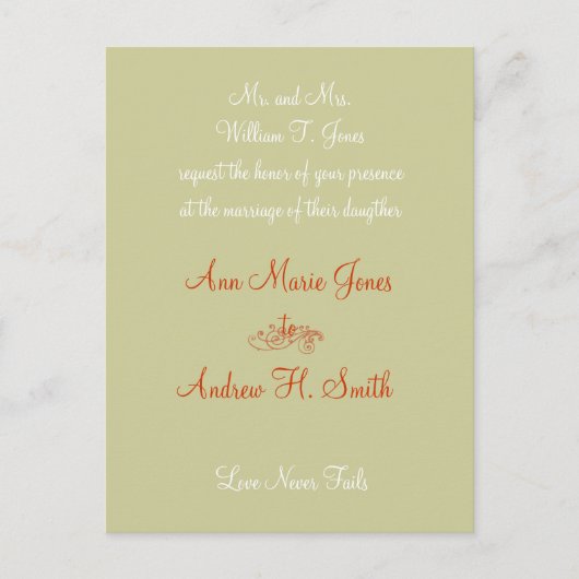 Christelijke bruiloft uitnodiging Sinaasappel wit  (Voorkant)