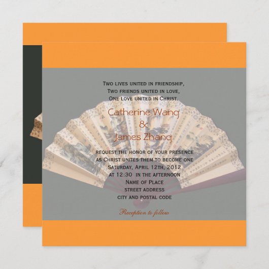 Christelijke bruiloft van Chinese bamboe- en zijde Kaart (Voorkant / Achterkant)