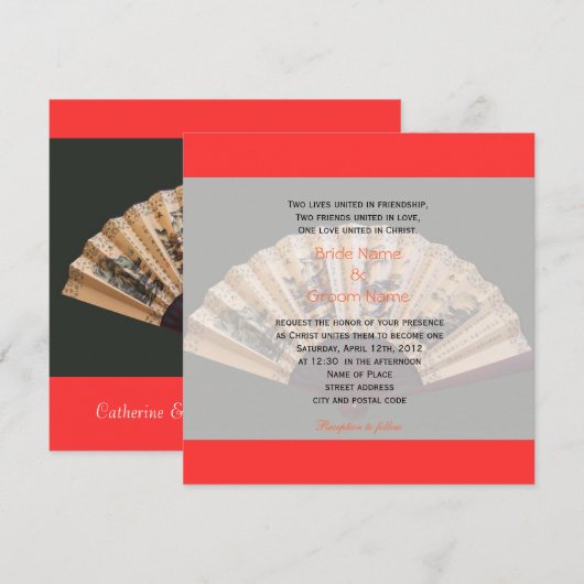 Christelijke bruiloft van Chinese bamboe- en zijde Kaart (Voorkant / Achterkant)