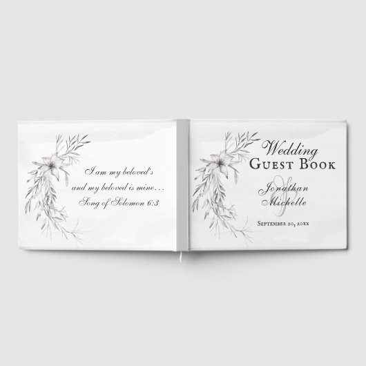 Christelijke bruiloft Waterverf van Elegant Gray F Gastenboek (Volledig)