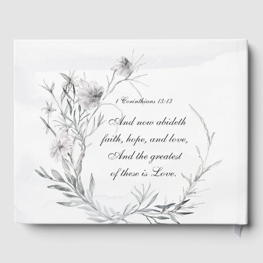 Christelijke bruiloft Waterverf van Elegant Gray F Gastenboek (Achterkant)
