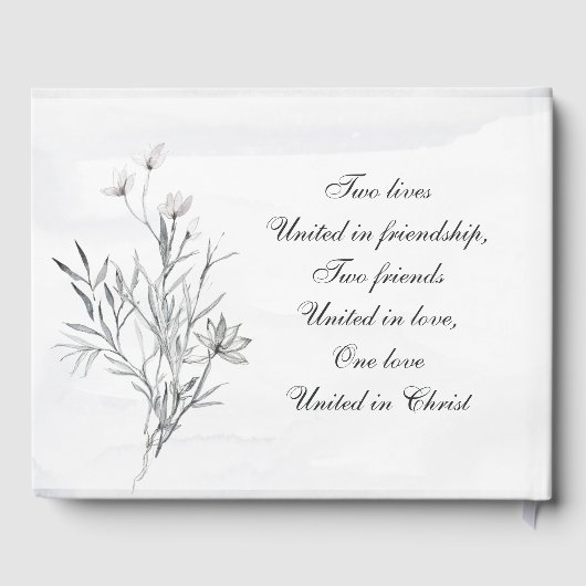 Christelijke bruiloft Waterverf van Elegant Gray F Gastenboek (Achterkant)