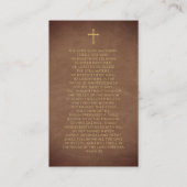 Christelijke bruine gouden fotobegrafenis- gebedsk visitekaartje (Achterkant)