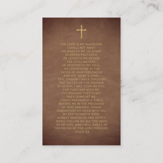 Christelijke bruine gouden fotobegrafenis- gebedsk visitekaartje (Achterkant)