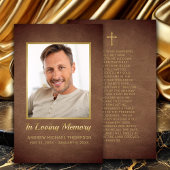 Christelijke bruine gouden fotobegrafenis- gebedsk visitekaartje
