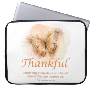 Christelijke butterfly bijbel voor vrouwen: dankba laptop sleeve