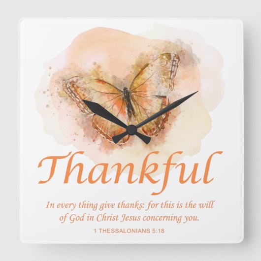 Christelijke butterfly bijbel voor vrouwen: dankba vierkante klok (Voorkant)