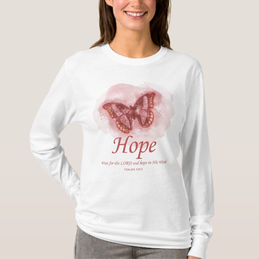 Christelijke butterfly bijbel voor vrouwen: Hoop T-shirt (Voorkant)