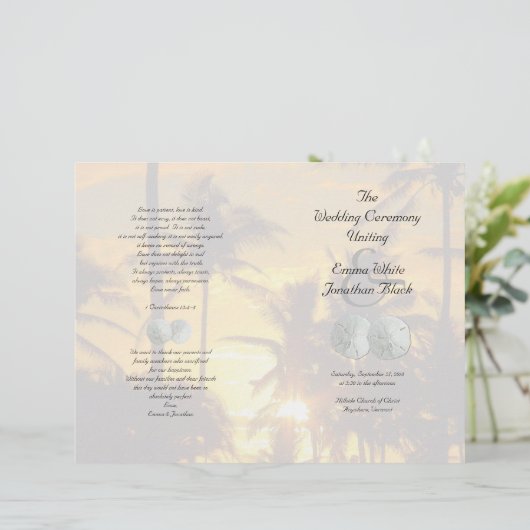 Christelijke ceremonieprogramma Sand Dollar Palm T (Staand voorkant)