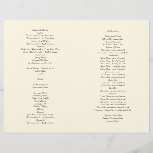 Christelijke ceremonieprogramma Sand Dollar Palm T (Achterkant)