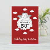 Christelijke Cherub Angel Happy 50th Birthday Red Kaart (Staand voorkant)