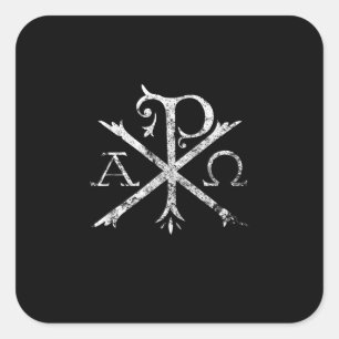 Christelijke Chi Rho T-Shirt Labarum Christogram C Vierkante Sticker