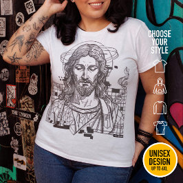 Christelijke Christgolf Raster Anaglyf Jezus Chris Grote Maat T-shirt