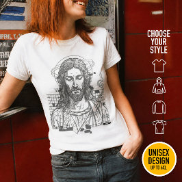 Christelijke Christgolf Raster Anaglyf Jezus Chris T-shirt