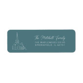 Christelijke Church Line Art Minimal Stijlvol Groe Etiket (Voorkant)