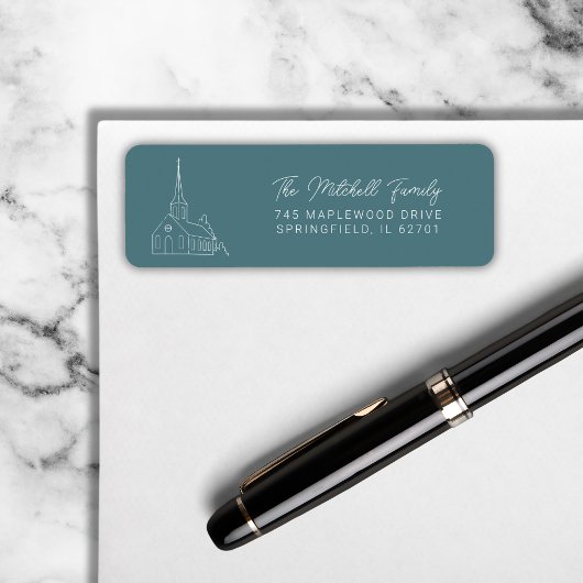 Christelijke Church Line Art Minimal Stijlvol Groe Etiket