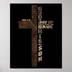 Christelijke citaten Kruisbijbelvers Johannes 3.16 Poster