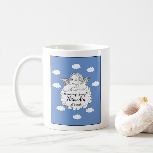 Christelijke Cloud Angel blij met 60ste verjaardag Koffiemok (Met donut)