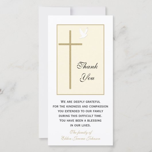 Christelijke condoleance bedankkaart met foto (Voorkant)