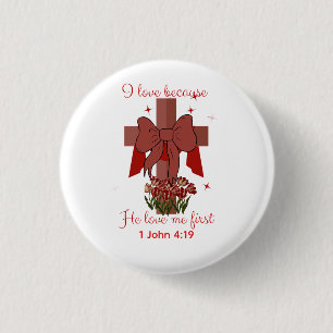 Christelijke Coquette kruis Bijbelvers Valentijnsd Ronde Button 3,2 Cm