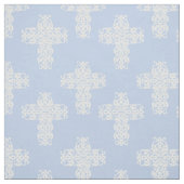 Christelijke Corss White op Blue Damask Pattern Stof (Swatch)