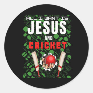 Christelijke Cricketspeler Grappige Spreuk Alles W Ronde Sticker