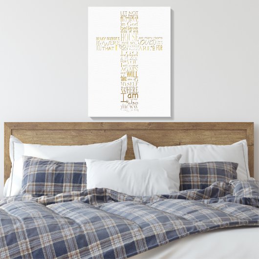 Christelijke Cross Bible verzen - Canvas print (Insitu (Slaapkamer))