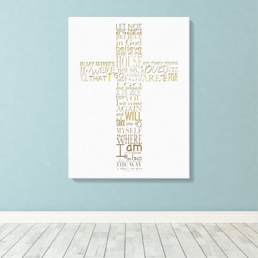 Christelijke Cross Bible verzen - Canvas print (Insitu (Houten vloer))